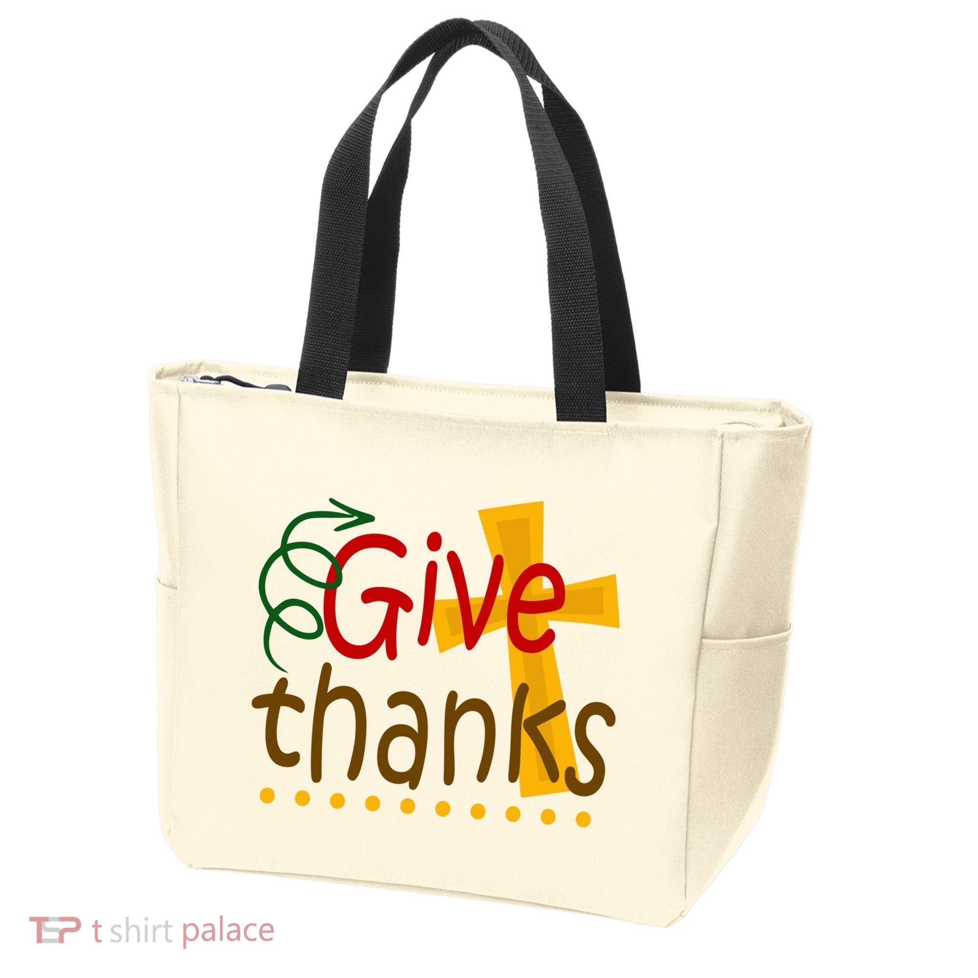 Give Thanks Cross Thanksgiving Tote Bag