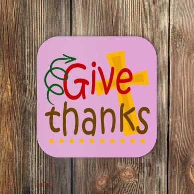 Give Thanks Cross Thanksgiving Coaster