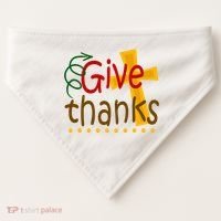 Give Thanks Cross Thanksgiving USA-Made Doggie Bandana thumb 0