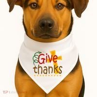 Give Thanks Cross Thanksgiving USA-Made Doggie Bandana thumb 1