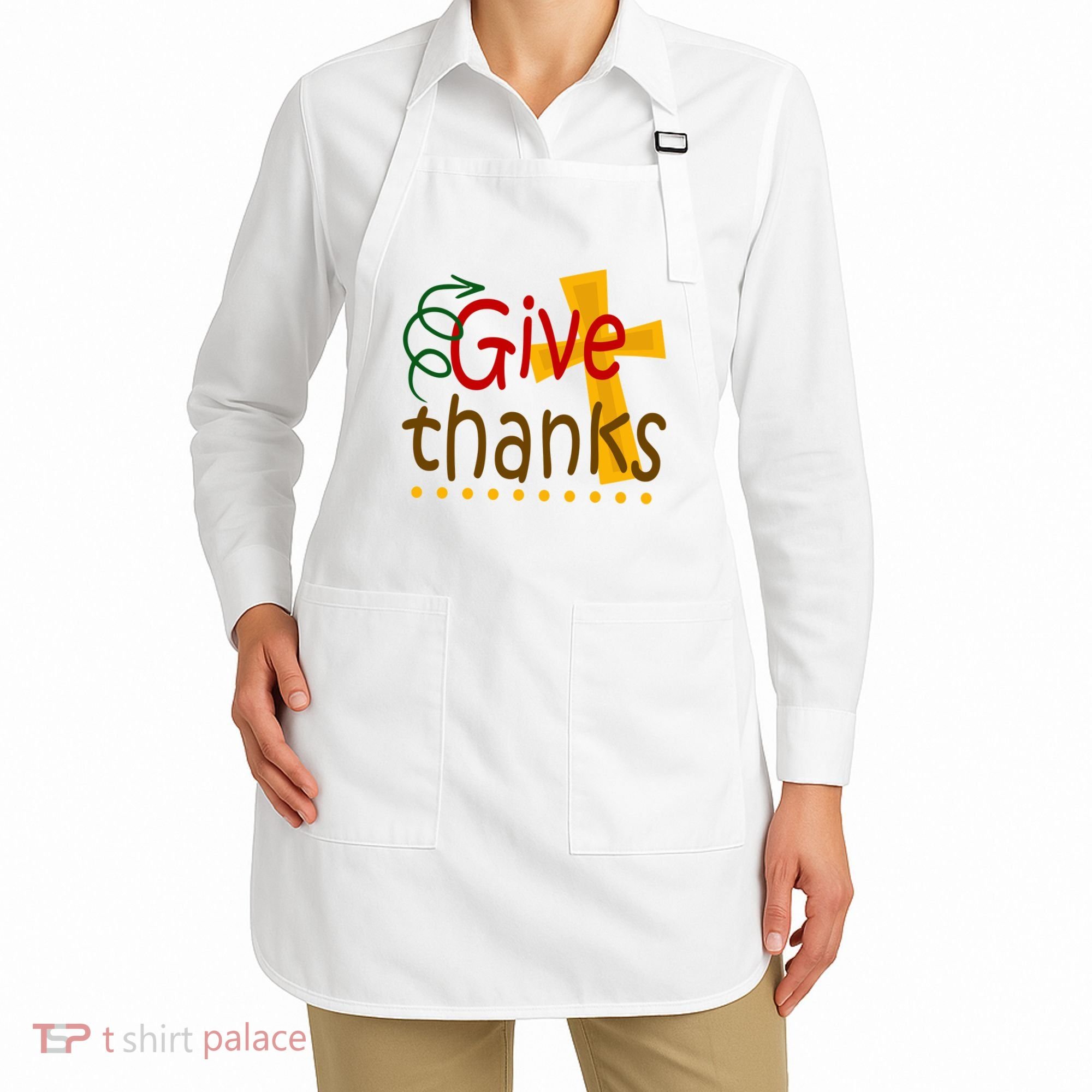 Give Thanks Cross Thanksgiving Apron