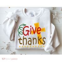 Give Thanks Cross Thanksgiving Sweatshirt thumb 2