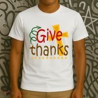 Give Thanks Cross Thanksgiving T-Shirt thumb 3