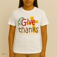 Give Thanks Cross Thanksgiving T-Shirt thumb 4