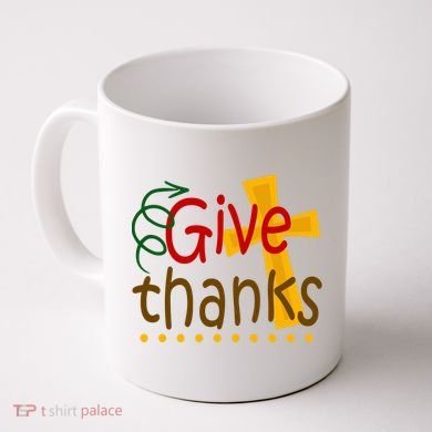 Give Thanks Cross Thanksgiving Coffee Mug