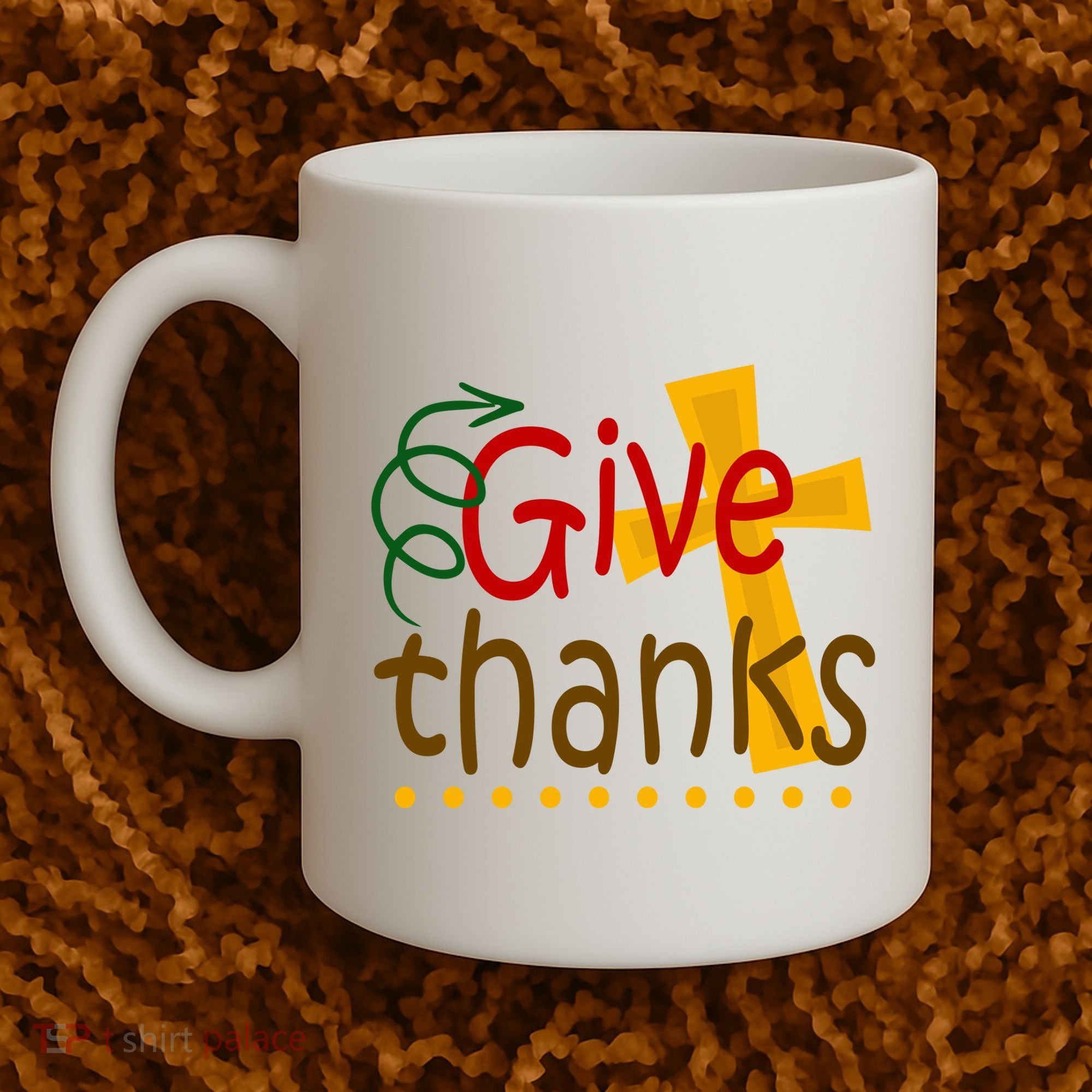 Give Thanks Cross Thanksgiving Coffee Mug