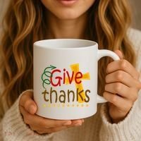 Give Thanks Cross Thanksgiving Coffee Mug thumb 3