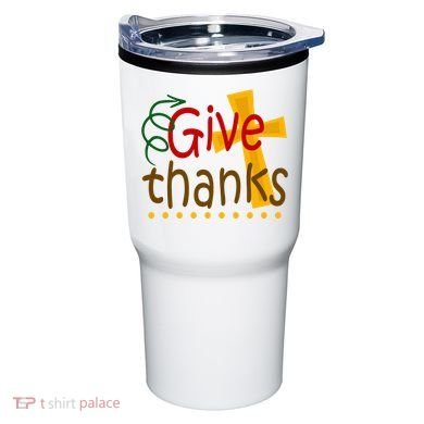 Give Thanks Cross Thanksgiving Tumbler