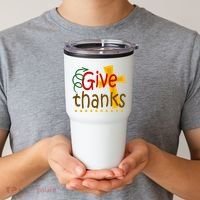Give Thanks Cross Thanksgiving Tumbler thumb 2