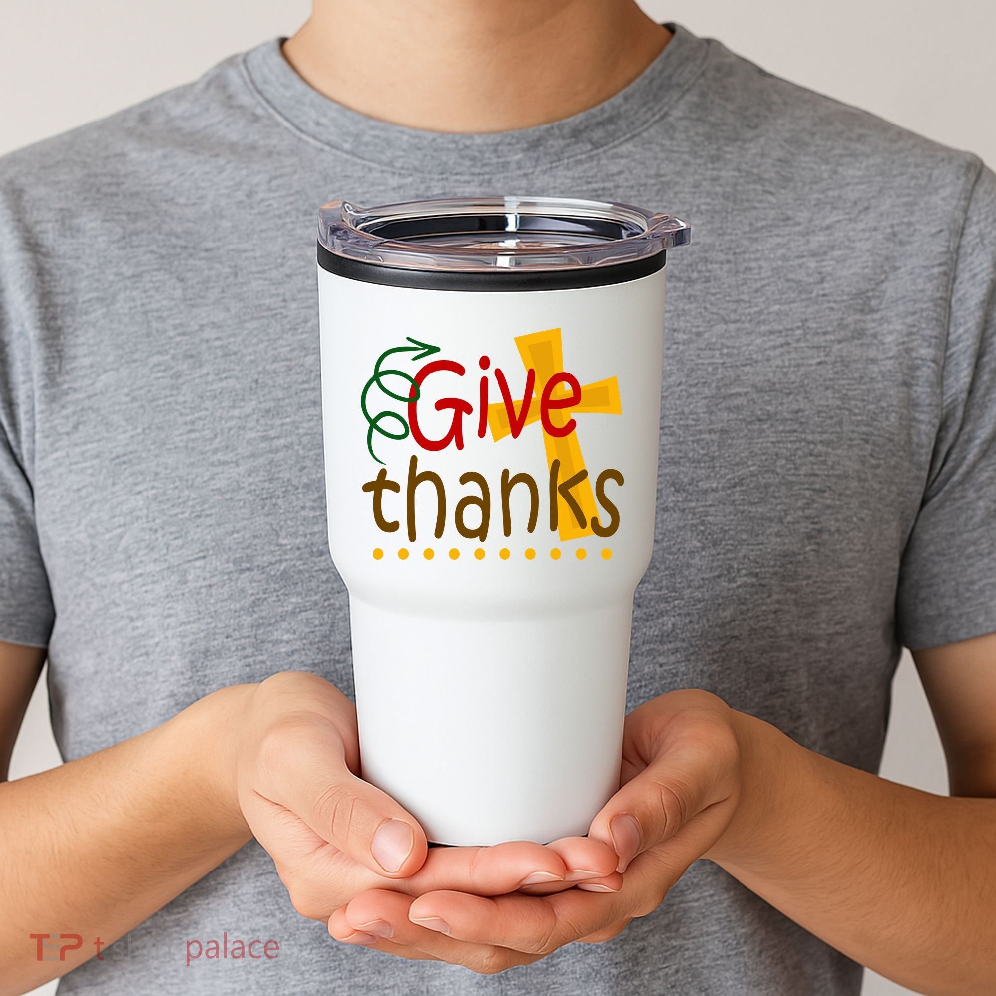 Give Thanks Cross Thanksgiving Tumbler