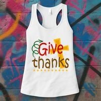 Give Thanks Cross Thanksgiving Women's Tank Top thumb 3