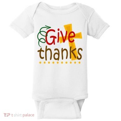Give Thanks Cross Thanksgiving Baby Bodysuit