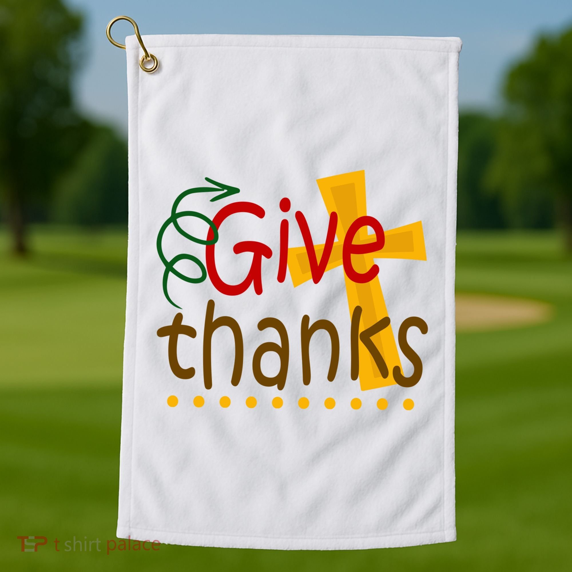 Give Thanks Cross Thanksgiving Golf Towel