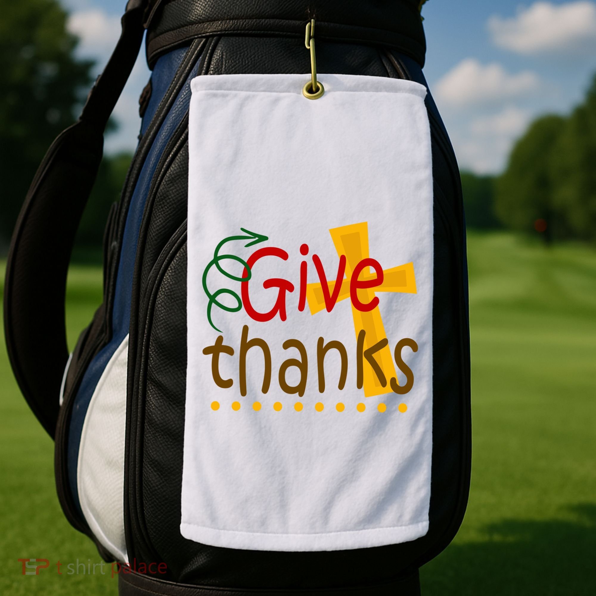 Give Thanks Cross Thanksgiving Golf Towel