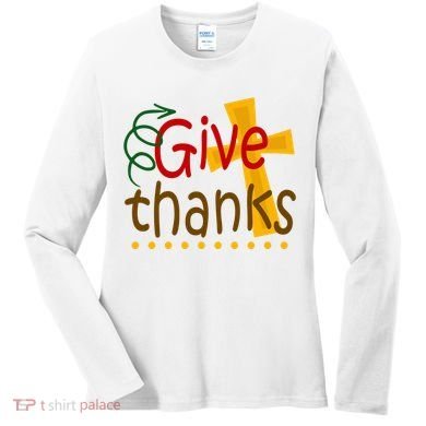 Give Thanks Cross Thanksgiving Women's Long Sleeve Shirt