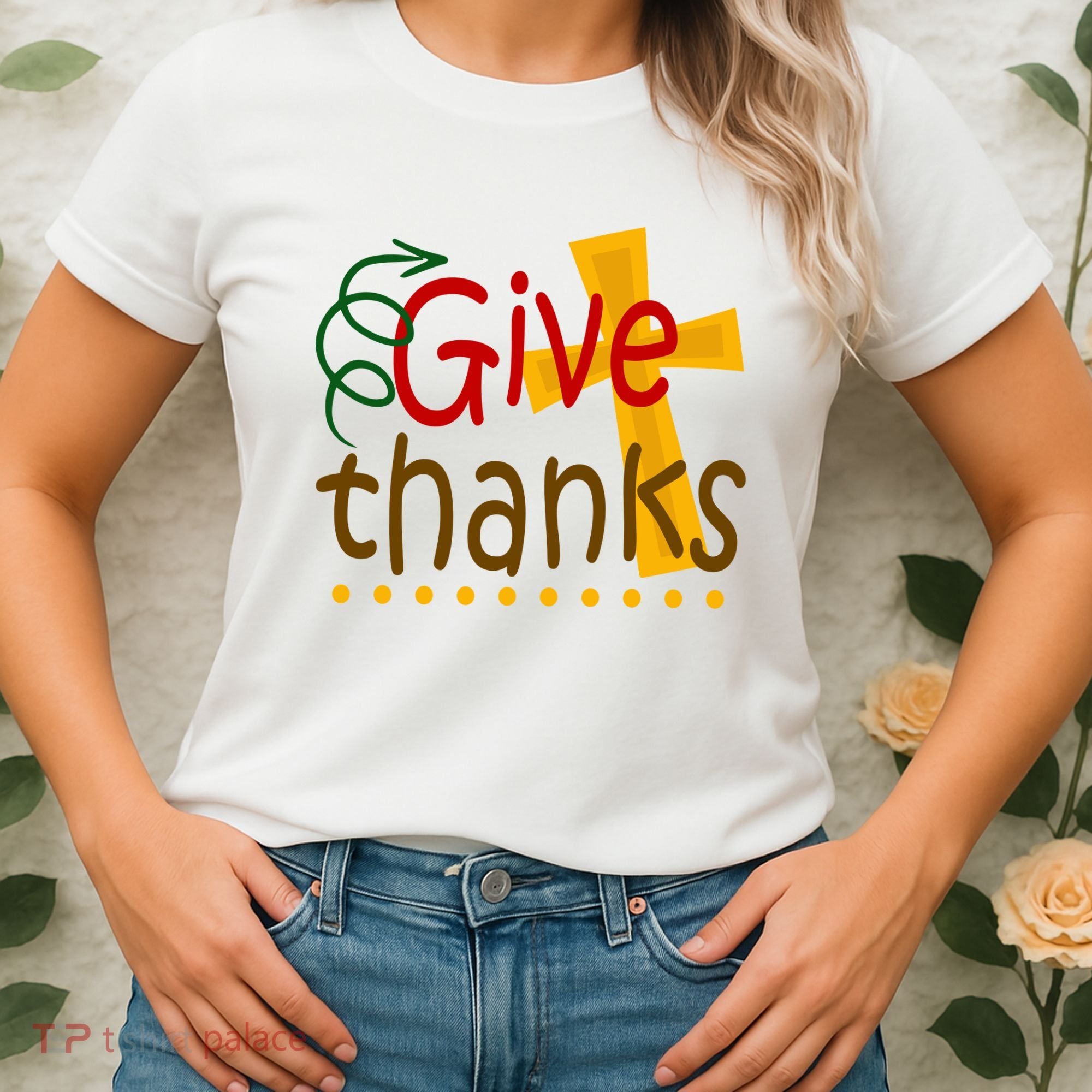 Give Thanks Cross Thanksgiving Women's T-Shirt