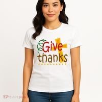 Give Thanks Cross Thanksgiving Women's T-Shirt thumb 4