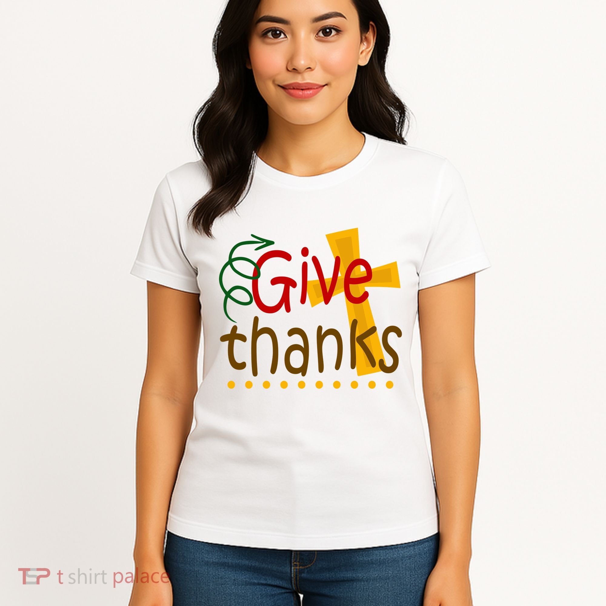 Give Thanks Cross Thanksgiving Women's T-Shirt