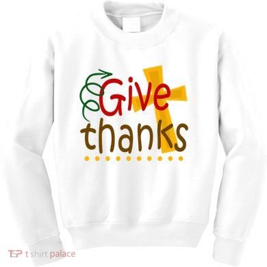 Give Thanks Cross Thanksgiving Kids Sweatshirt