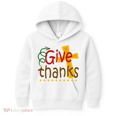 Give Thanks Cross Thanksgiving Kids Hoodie