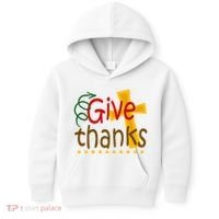 Give Thanks Cross Thanksgiving Kids Hoodie thumb 0