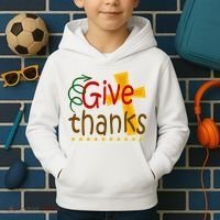 Give Thanks Cross Thanksgiving Kids Hoodie thumb 2