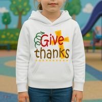 Give Thanks Cross Thanksgiving Kids Hoodie thumb 3