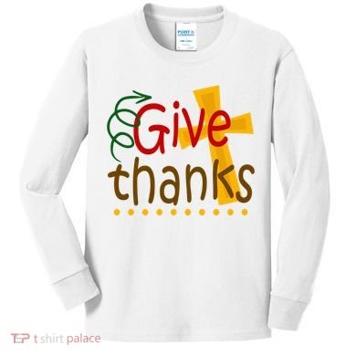 Give Thanks Cross Thanksgiving Kids Long Sleeve Shirt