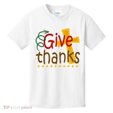 Give Thanks Cross Thanksgiving Kids T-Shirt