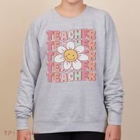 Groovy Teacher Cute 70s Daisy Flower Retro Back To School Women's Sweatshirt thumb 0