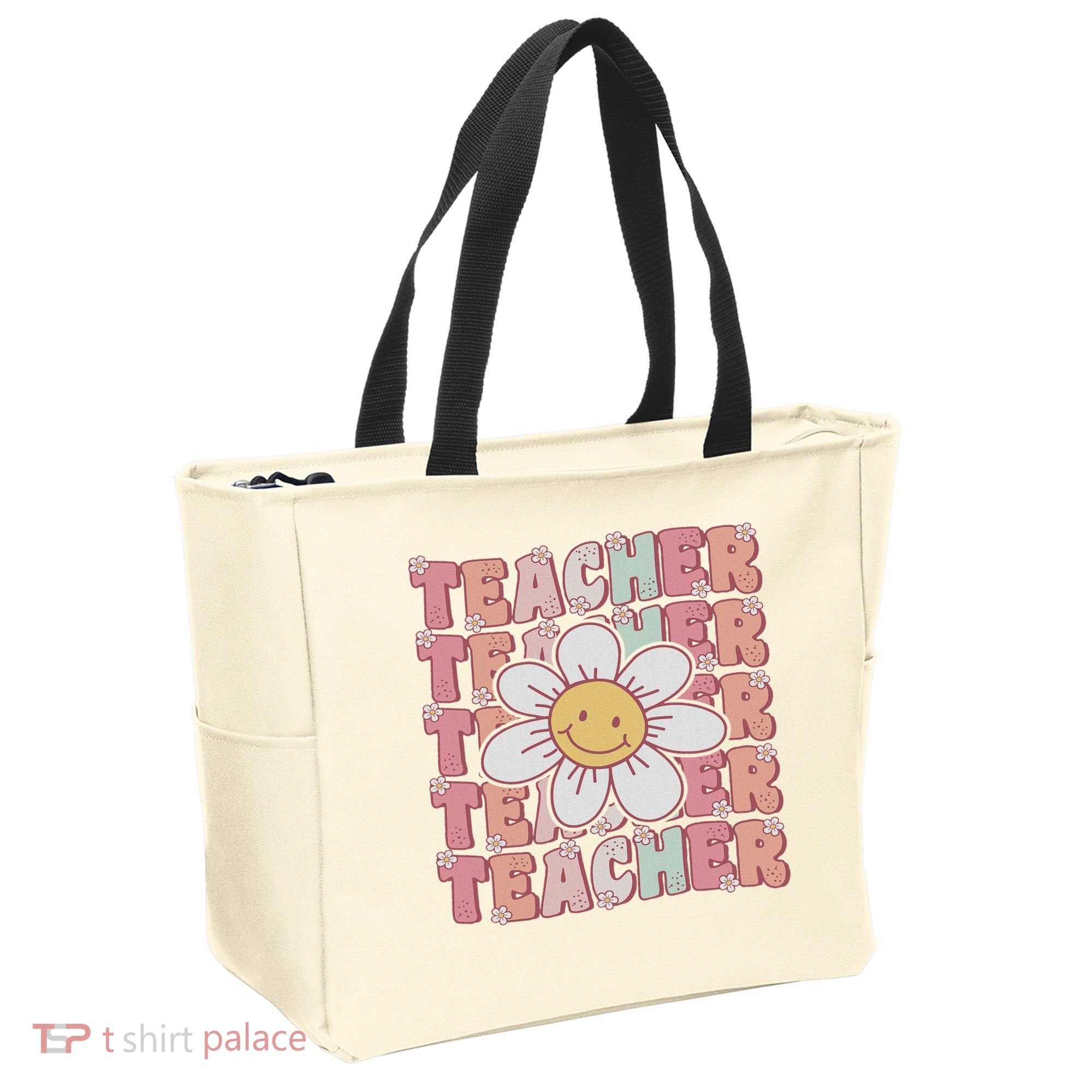 Groovy Teacher Cute 70s Daisy Flower Retro Back To School Tote Bag
