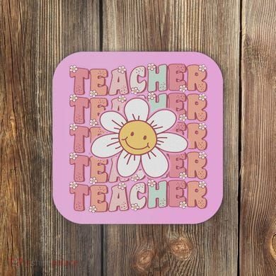 Groovy Teacher Cute 70s Daisy Flower Retro Back To School Coaster