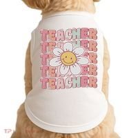 Groovy Teacher Cute 70s Daisy Flower Retro Back To School Doggie Tank thumb 0