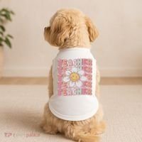 Groovy Teacher Cute 70s Daisy Flower Retro Back To School Doggie Tank thumb 2