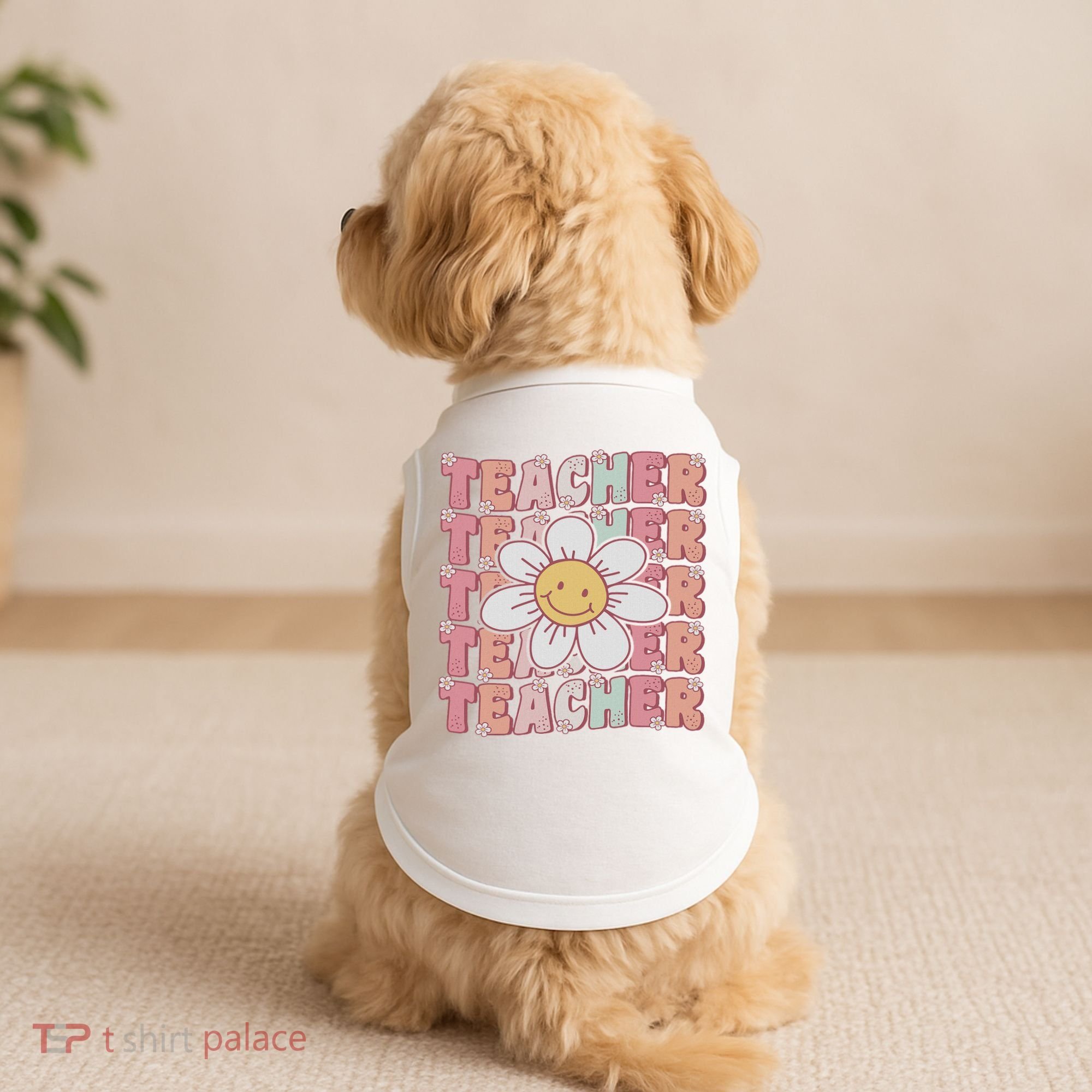 Groovy Teacher Cute 70s Daisy Flower Retro Back To School Doggie Tank