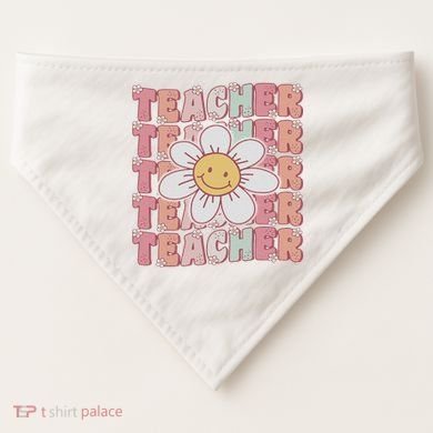 Groovy Teacher Cute 70s Daisy Flower Retro Back To School USA-Made Doggie Bandana