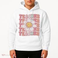 Groovy Teacher Cute 70s Daisy Flower Retro Back To School Hoodie thumb 2