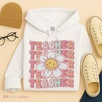 Groovy Teacher Cute 70s Daisy Flower Retro Back To School Hoodie thumb 4