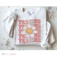 Groovy Teacher Cute 70s Daisy Flower Retro Back To School Sweatshirt thumb 2