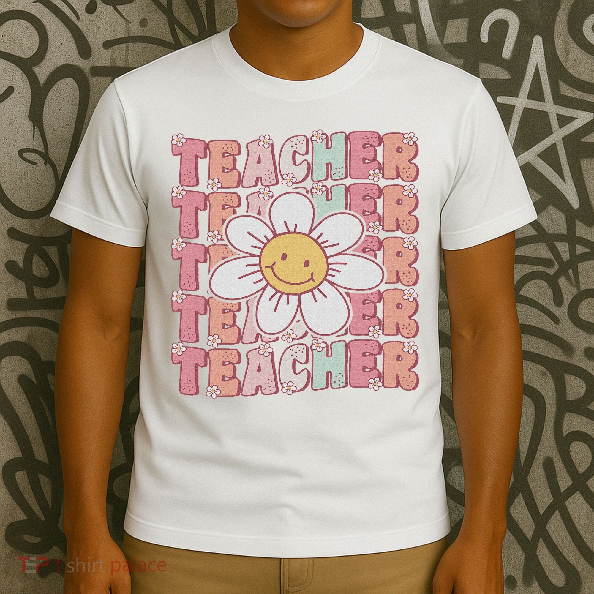 Groovy Teacher Cute 70s Daisy Flower Retro Back To School T-Shirt