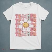Groovy Teacher Cute 70s Daisy Flower Retro Back To School T-Shirt thumb 5