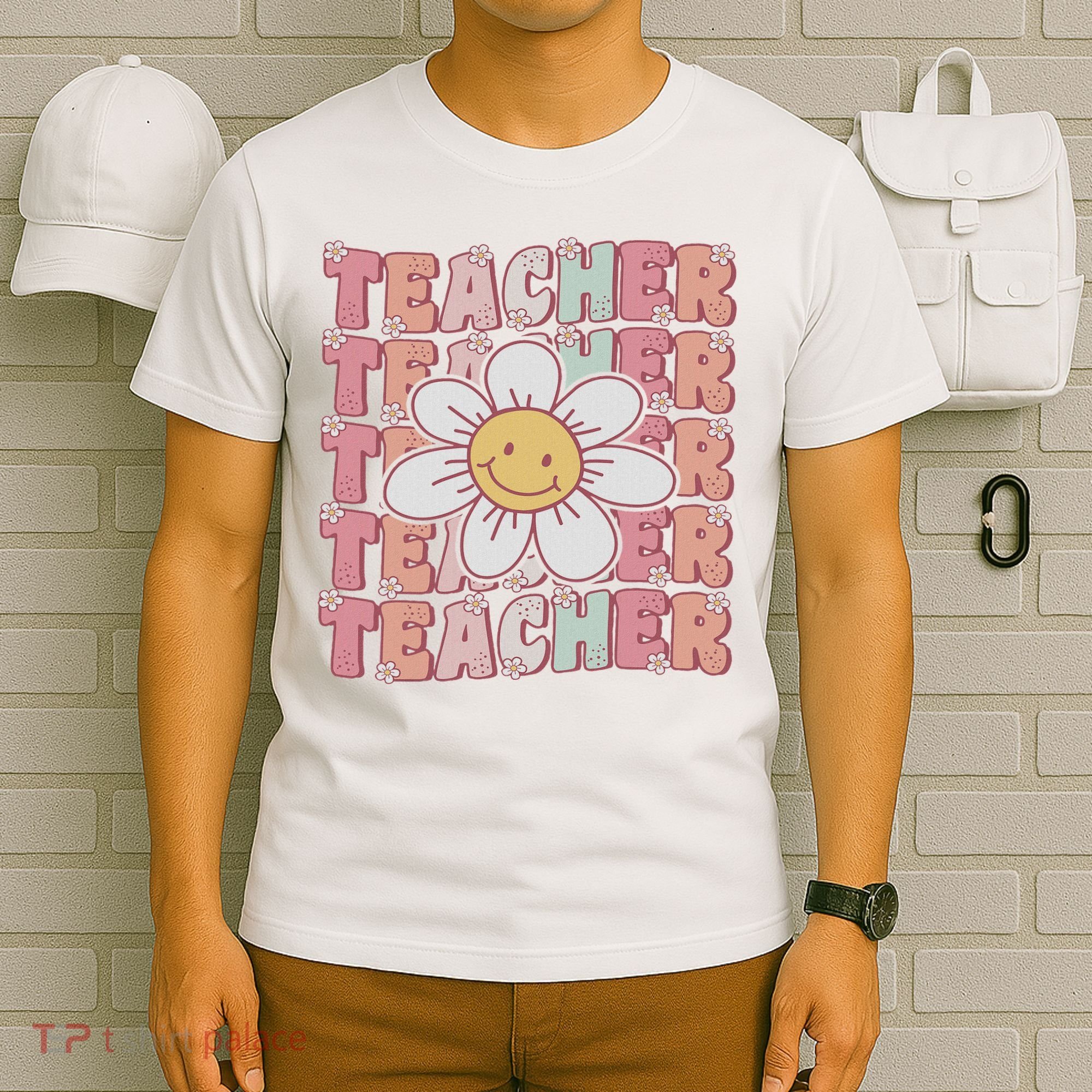 Groovy Teacher Cute 70s Daisy Flower Retro Back To School T-Shirt