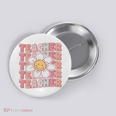 Groovy Teacher Cute 70s Daisy Flower Retro Back To School Button