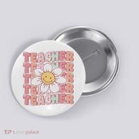 Groovy Teacher Cute 70s Daisy Flower Retro Back To School Button thumb 0