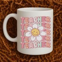 Groovy Teacher Cute 70s Daisy Flower Retro Back To School Coffee Mug thumb 2
