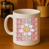 Groovy Teacher Cute 70s Daisy Flower Retro Back To School Coffee Mug thumb 4