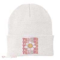 Groovy Teacher Cute 70s Daisy Flower Retro Back To School Beanie thumb 0