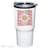 Groovy Teacher Cute 70s Daisy Flower Retro Back To School Tumbler thumb 0