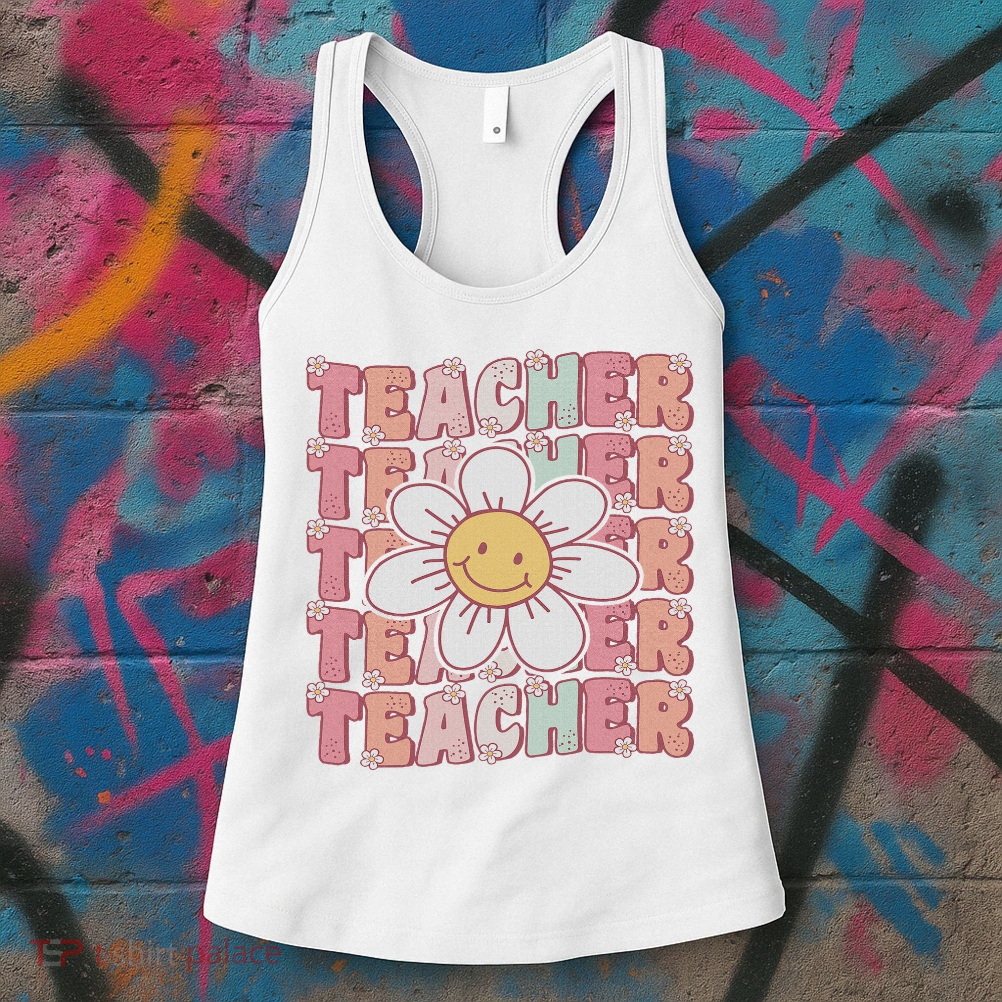 Groovy Teacher Cute 70s Daisy Flower Retro Back To School Women's Tank Top