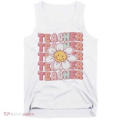 Groovy Teacher Cute 70s Daisy Flower Retro Back To School Tank Top